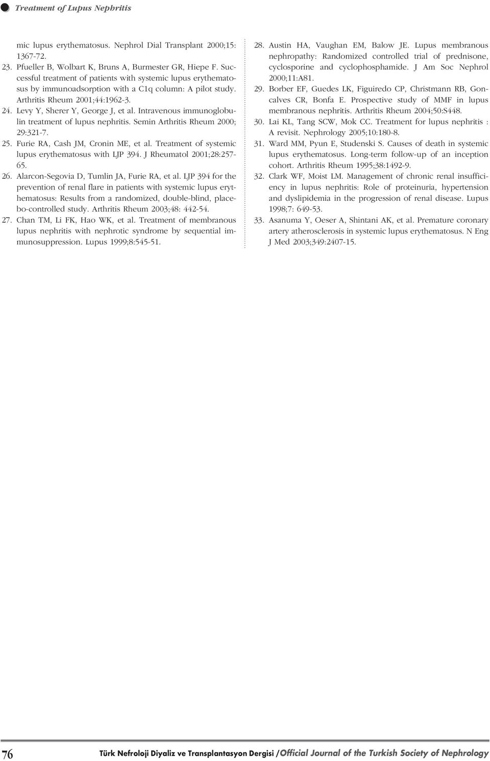 Intravenous immunoglobulin treatment of lupus nephritis. Semin Arthritis Rheum 2000; 29:321-7. 25. Furie RA, Cash JM, Cronin ME, et al. Treatment of systemic lupus erythematosus with LJP 394.