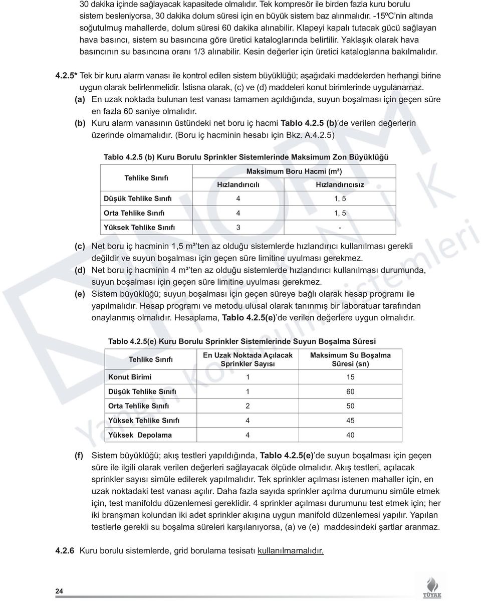 Yaklaşık olarak hava basıncının su basıncına oranı 1/3 alınabilir. Kesin değerler için üretici kataloglarına bakılmalıdır. 4.2.