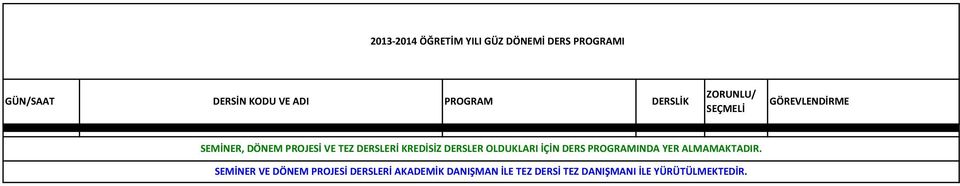 SEMİNER VE DÖNEM PROJESİ DERSLERİ AKADEMİK