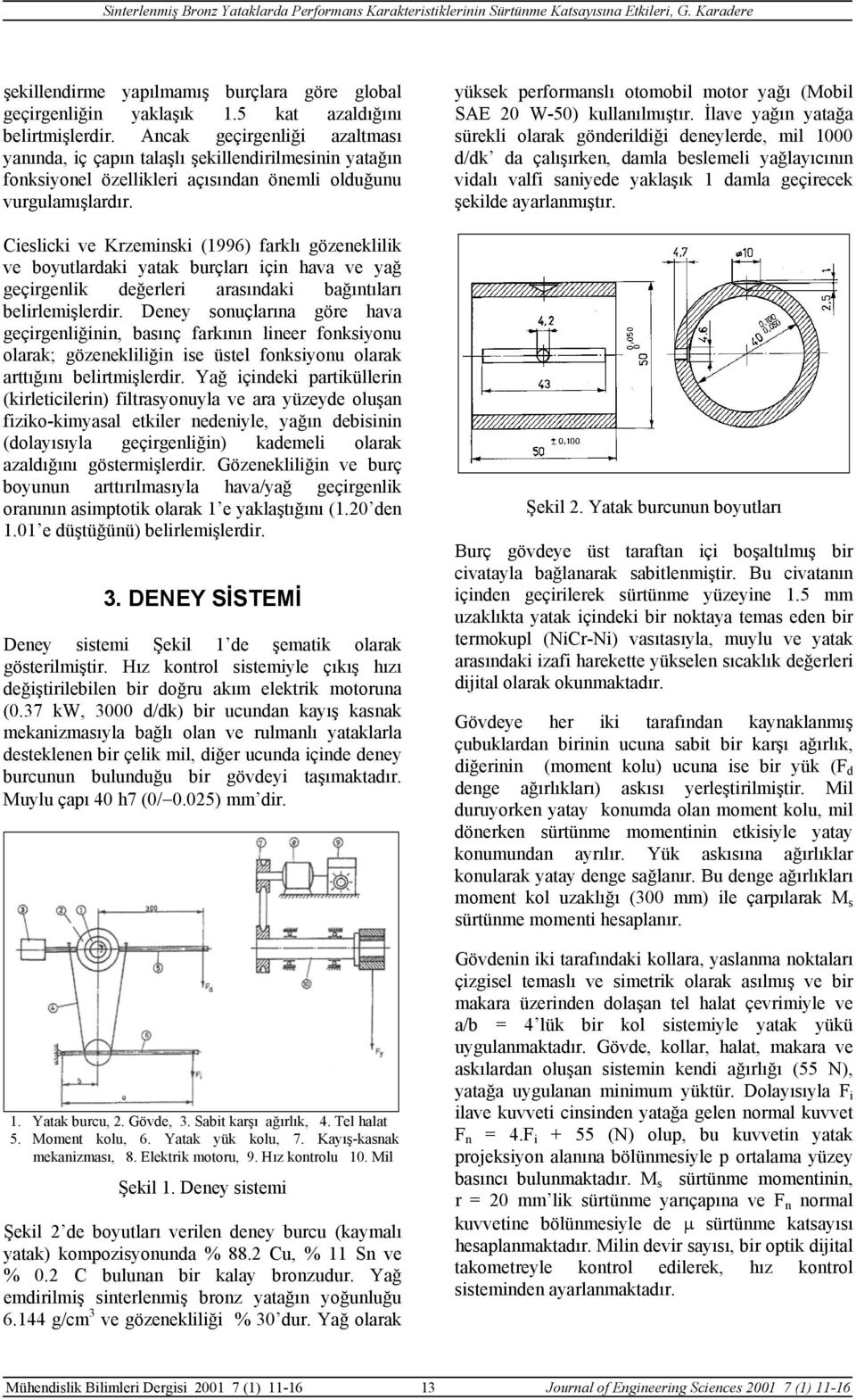 Cieslicki ve Krzeminski (1996) farklı gözeneklilik ve boyutlardaki yatak burçları için hava ve yağ geçirgenlik değerleri arasındaki bağıntıları belirlemişlerdir.