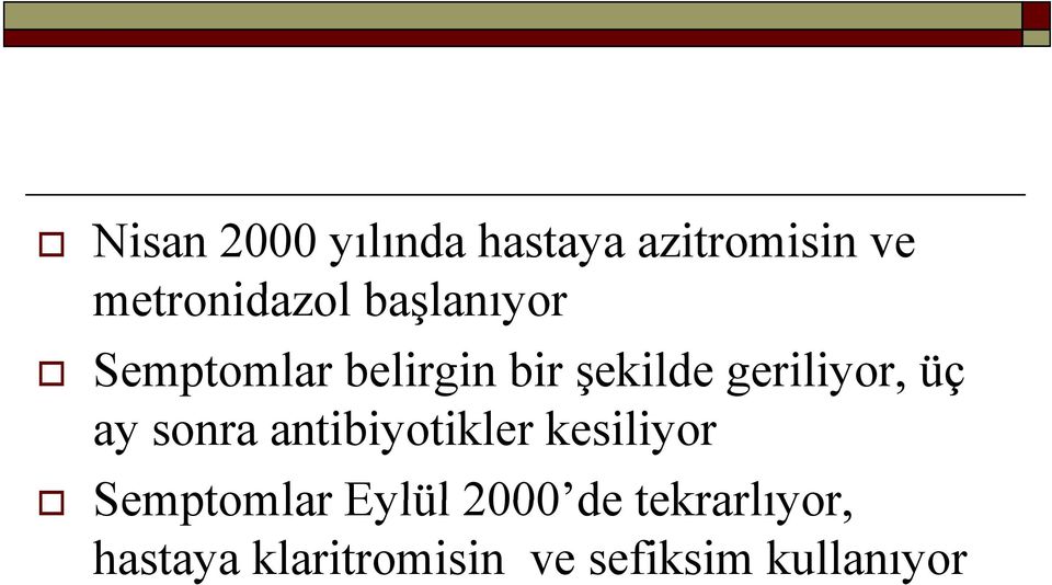 ay sonra antibiyotikler kesiliyor Semptomlar Eylül 2000