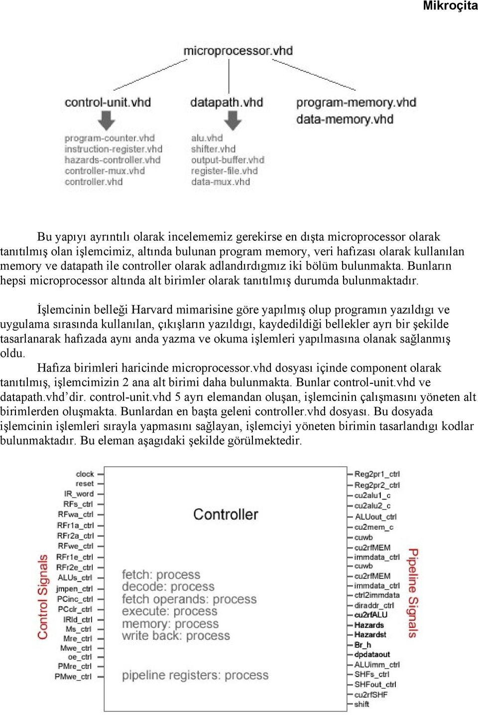 İşlemcinin belleği Harvard mimarisine göre yapılmış olup programın yazıldıgı ve uygulama sırasında kullanılan, çıkışların yazıldıgı, kaydedildiği bellekler ayrı bir şekilde tasarlanarak hafızada aynı