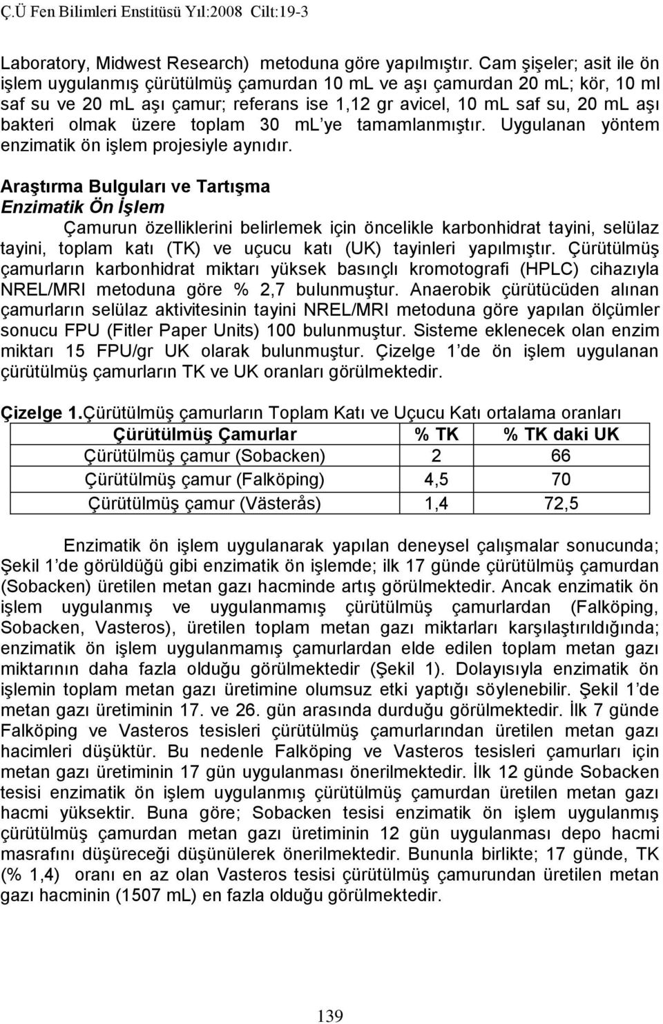 üzere toplam 30 ml ye tamamlanmıştır. Uygulanan yöntem enzimatik ön işlem projesiyle aynıdır.