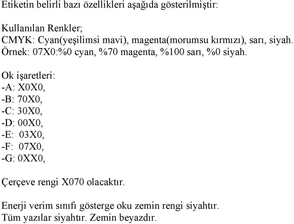 Ok işaretleri: -: X0X0, -B: 70X0, -C: 30X0, -D: 00X0, -E: 03X0, -F: 07X0, -: 0XX0, Çerçeve rengi X070