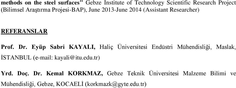 Eyüp Sabri KAYALI, Haliç Üniversitesi Endüstri Mühendisliği, Maslak, İSTANBUL (e-mail: kayali@itu.edu.