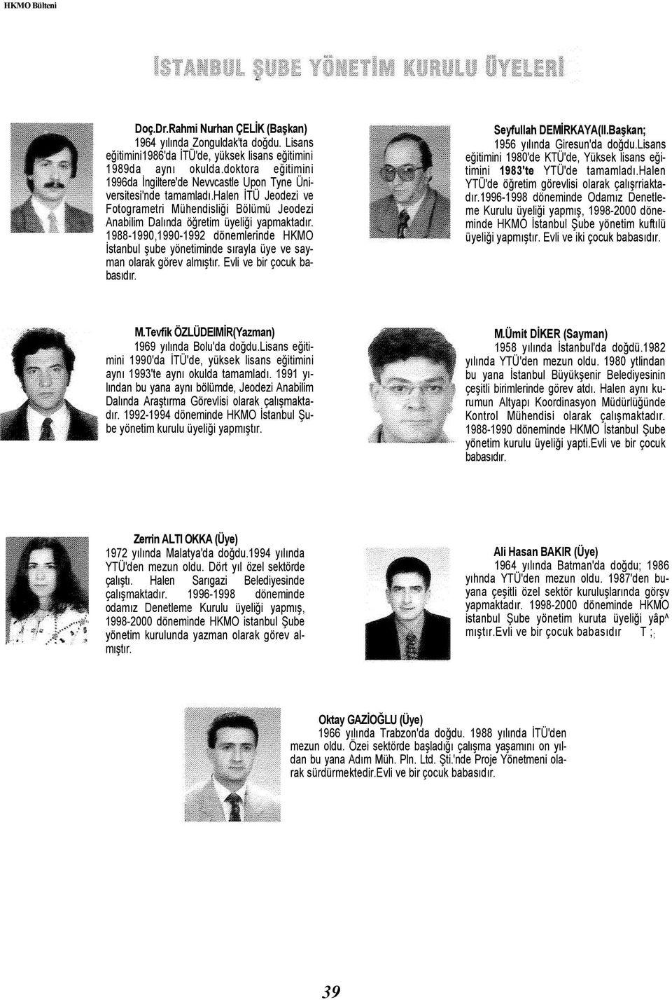 1988-1990,1990-1992 dönemlerinde HKMO İstanbul şube yönetiminde sırayla üye ve sayman olarak görev almıştır. Evli ve bir çocuk Seyfullah DEMİRKAYA(II.Başkan; 1956 yılında Giresun'da doğdu.