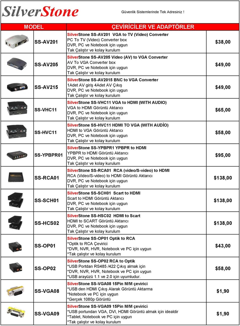 HDMI Görüntü Aktarıcı SilverStone SS-HVC11 HDMI TO VGA (WITH AUDİO) HDMI to VGA Görüntü Aktarıcı SilverStone SS-YPBPR1 YPBPR to HDMI YPBPR to HDMI Görüntü Aktarıcı SilverStone SS-RCA01 RCA