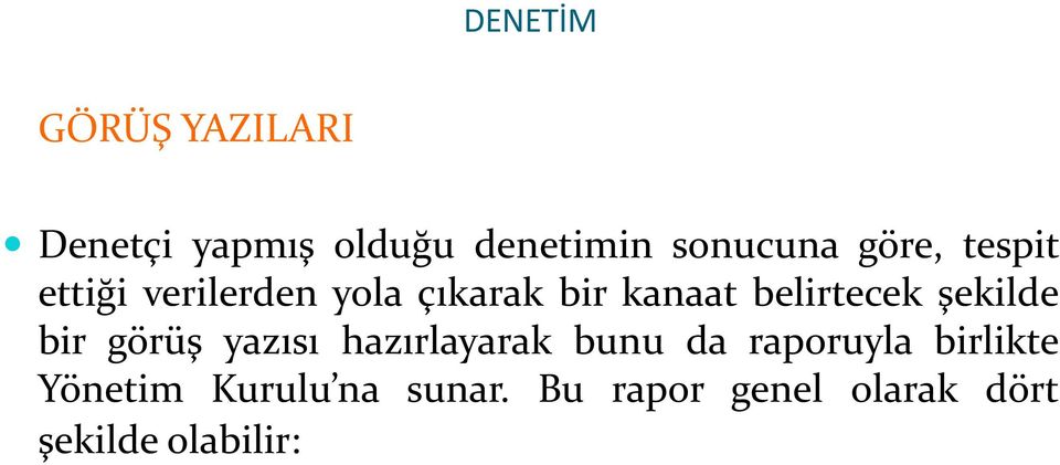 şekilde bir görüş yazısı hazırlayarak bunu da raporuyla birlikte