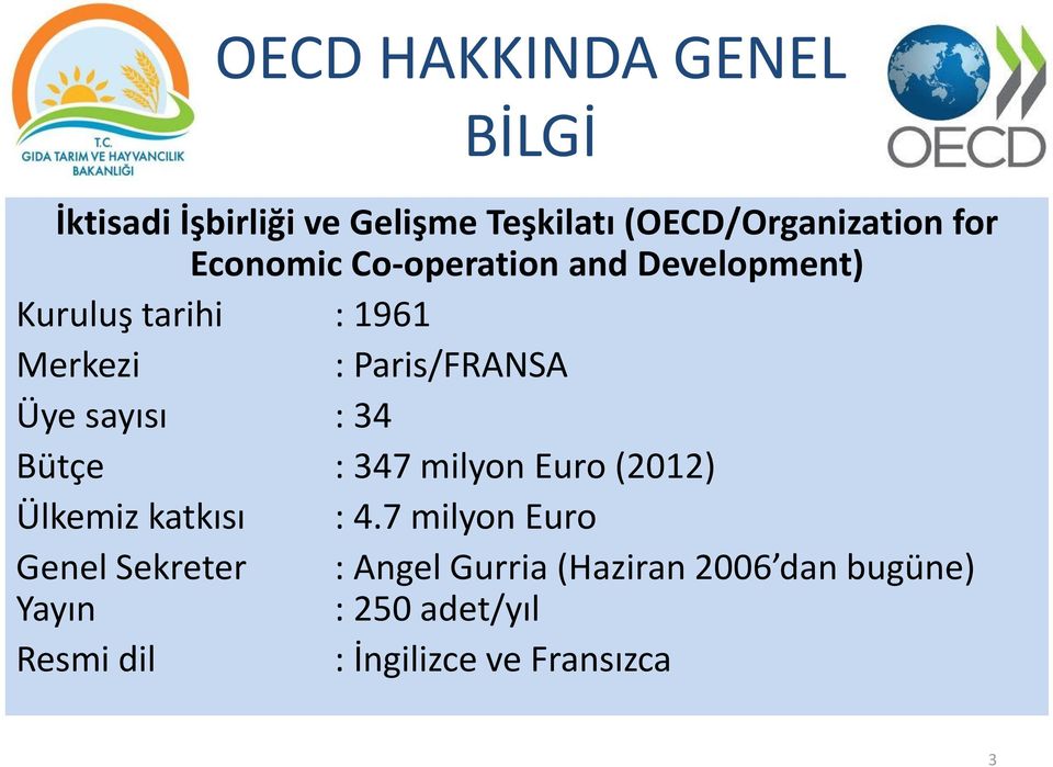 sayısı : 34 Bütçe : 347 milyon Euro (2012) Ülkemiz katkısı : 4.