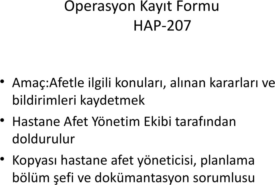 Hastane Afet Yönetim Ekibi tarafından doldurulur Kopyası