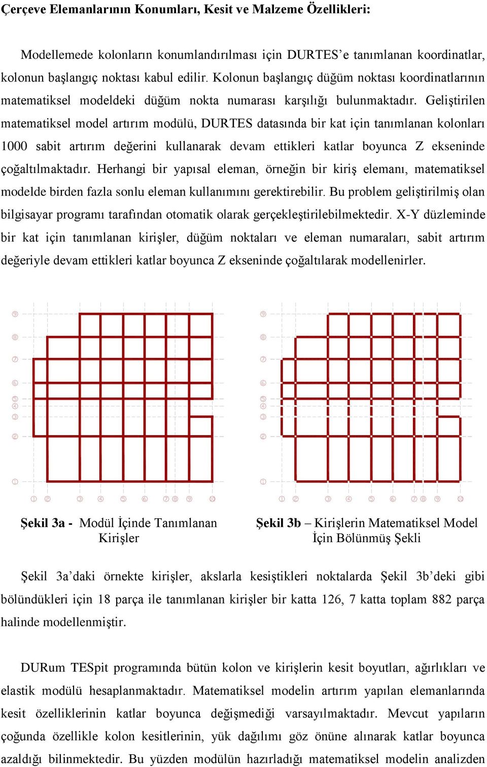 Geliştirilen matematiksel model artırım modülü, DURTES datasında bir kat için tanımlanan kolonları 1000 sabit artırım değerini kullanarak devam ettikleri katlar boyunca Z ekseninde çoğaltılmaktadır.