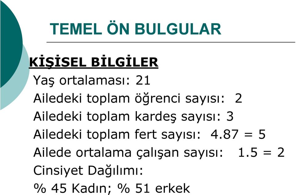 sayısı: 3 Ailedeki toplam fert sayısı: 4.