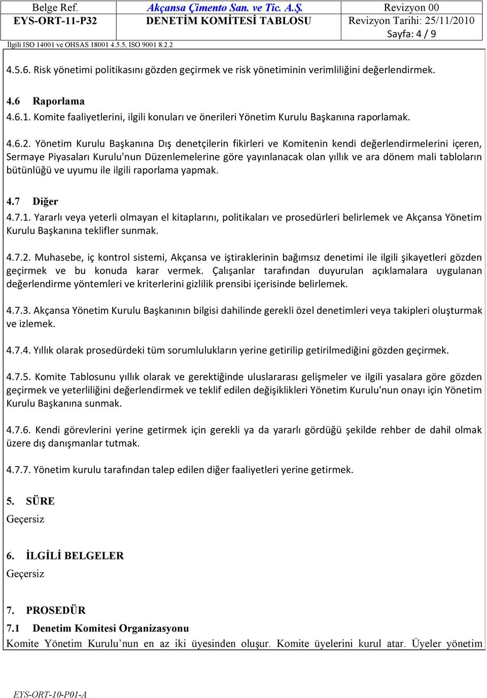 Yönetim Kurulu Başkanına Dış denetçilerin fikirleri ve Komitenin kendi değerlendirmelerini içeren, Sermaye Piyasaları Kurulu'nun Düzenlemelerine göre yayınlanacak olan yıllık ve ara dönem mali