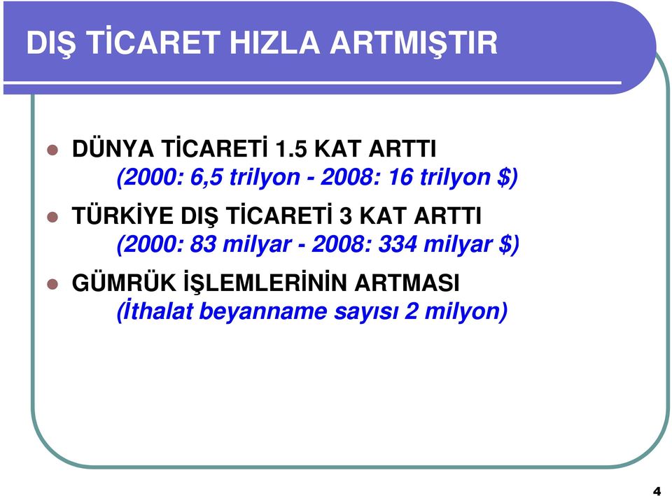 TÜRKĐYE DIŞ TĐCARETĐ 3 KAT ARTTI (2000: 83 milyar - 2008: