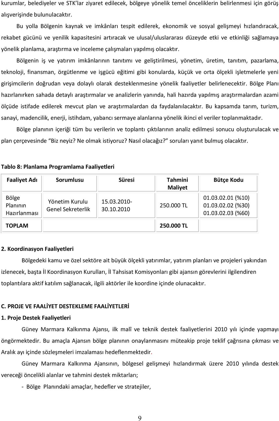 sağlamaya yönelik planlama, araştırma ve inceleme çalışmaları yapılmış olacaktır.