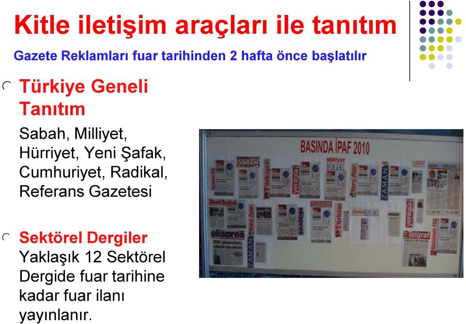 Hürriyet, Yeni Şafak, Cumhuriyet, Radikal, Referans Gazetesi Sektörel
