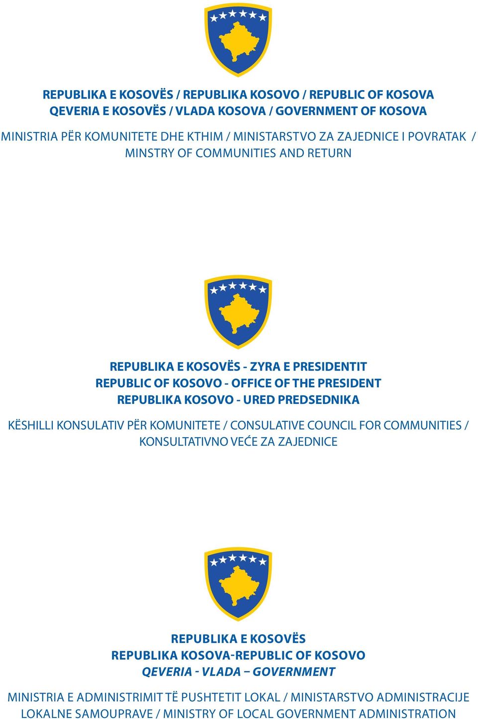PREDSEDNIKA KËSHILLI KONSULATIV PËR KOMUNITETE / CONSULATIVE COUNCIL FOR COMMUNITIES / KONSULTATIVNO VEĆE ZA ZAJEDNICE Republika e Kosovës Republika Kosova-Republic of