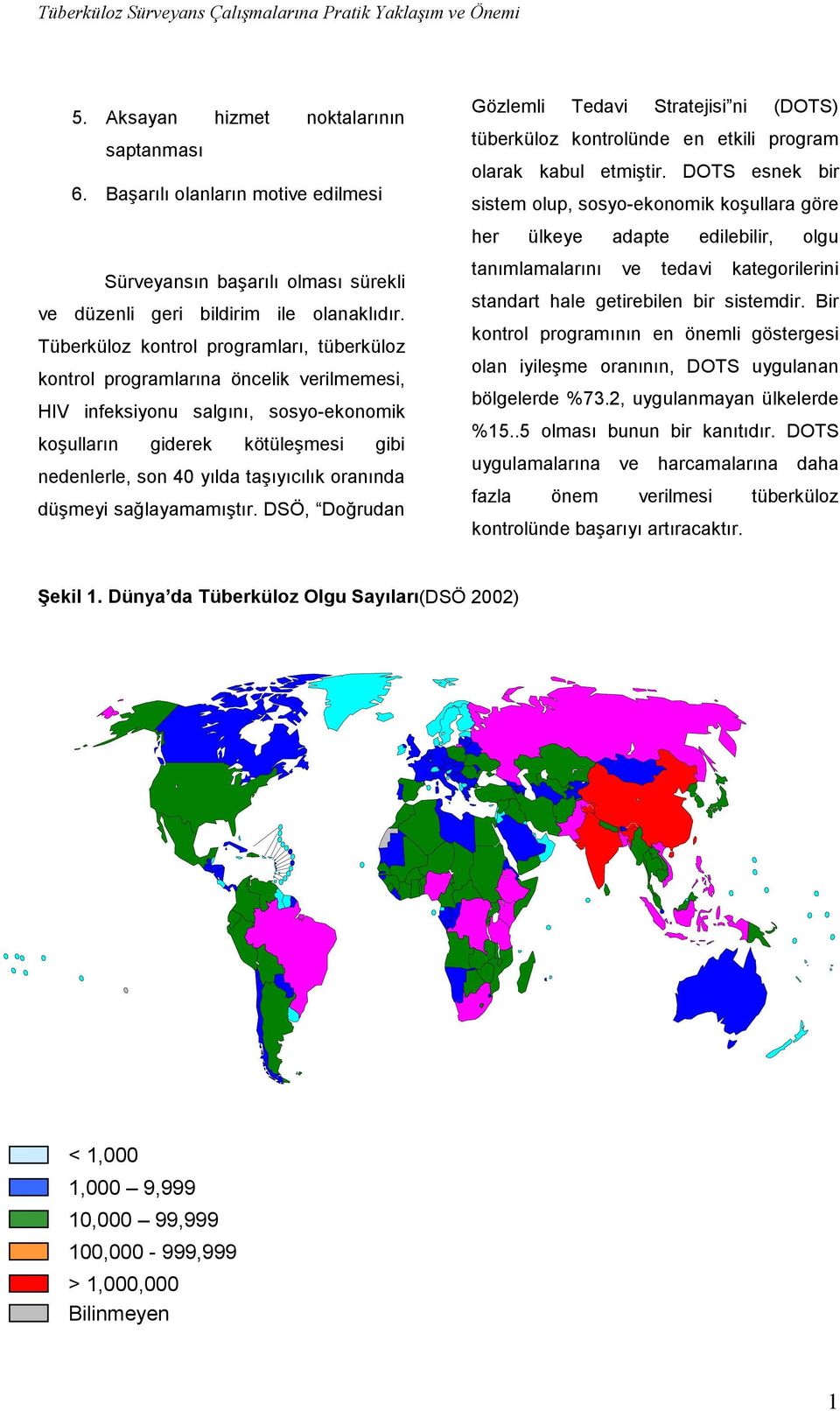 DOTS esnek bir sistem olup, sosyo-ekonomik koşullara göre her ülkeye adapte edilebilir, olgu Sürveyansın başarılı olması sürekli ve düzenli geri bildirim ile olanaklıdır.