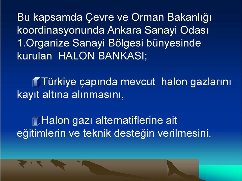 Organize Sanayi Bölgesi bünyesinde kurulan HALON BANKASI; Türkiye