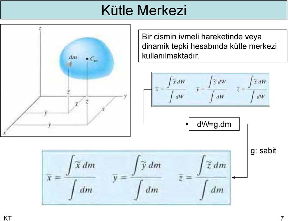 hesabında kütle merkez