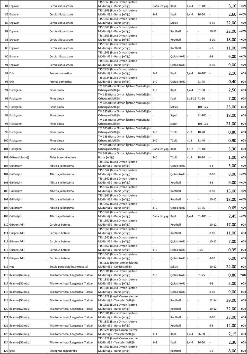 pinea 98 Fıstıkçamı Pinus pinea 99 Fıstıkçamı Pinus pinea 100 Fıstıkçamı Pinus pinea 101 Fıstıkçamı Pinus pinea 102 Göknar(Uludağ) Abies bornmülleriana 103 Gülibrişim Albizzia julibrissima 104