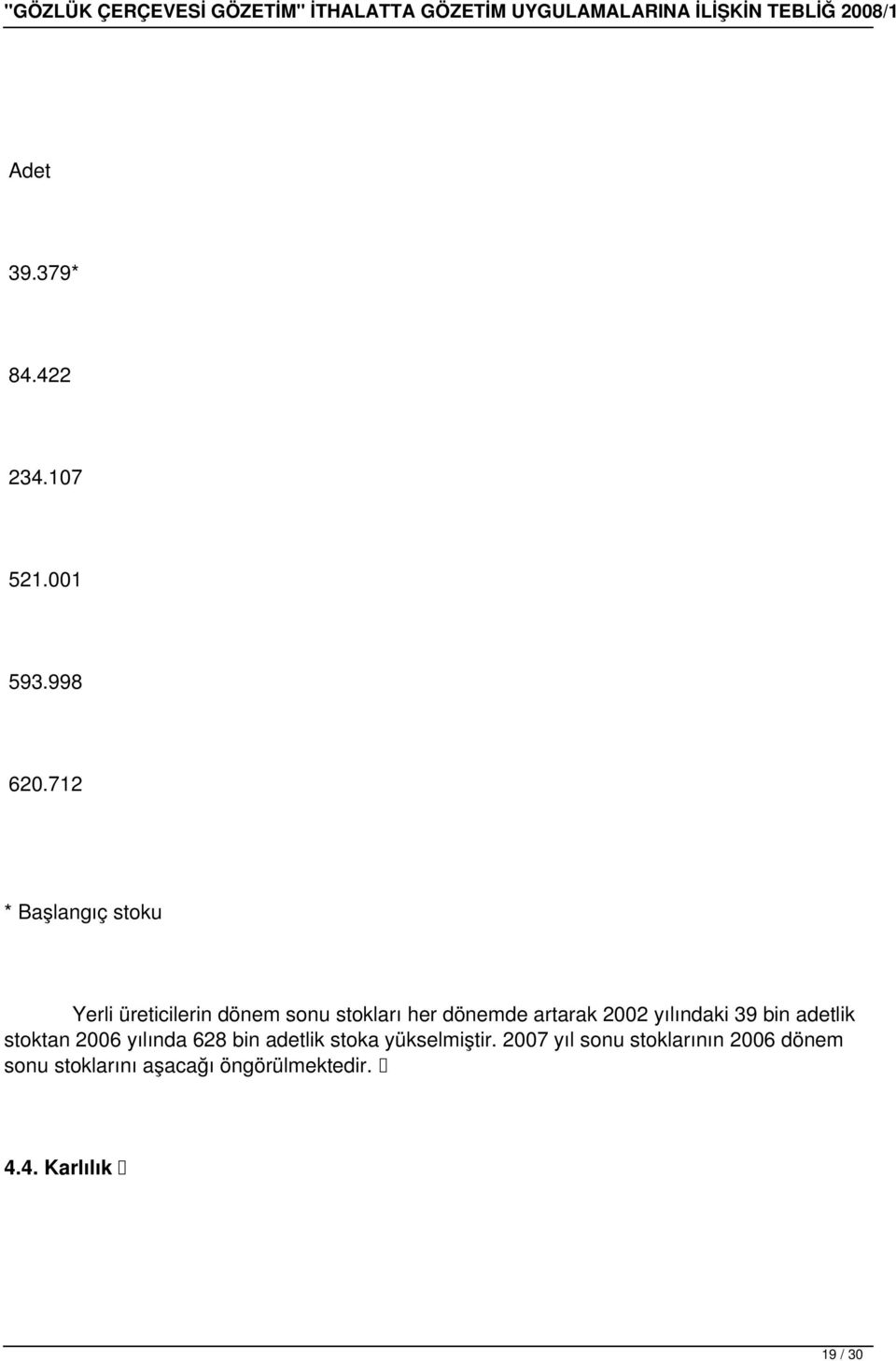 artarak 2002 yılındaki 39 bin adetlik stoktan 2006 yılında 628 bin adetlik