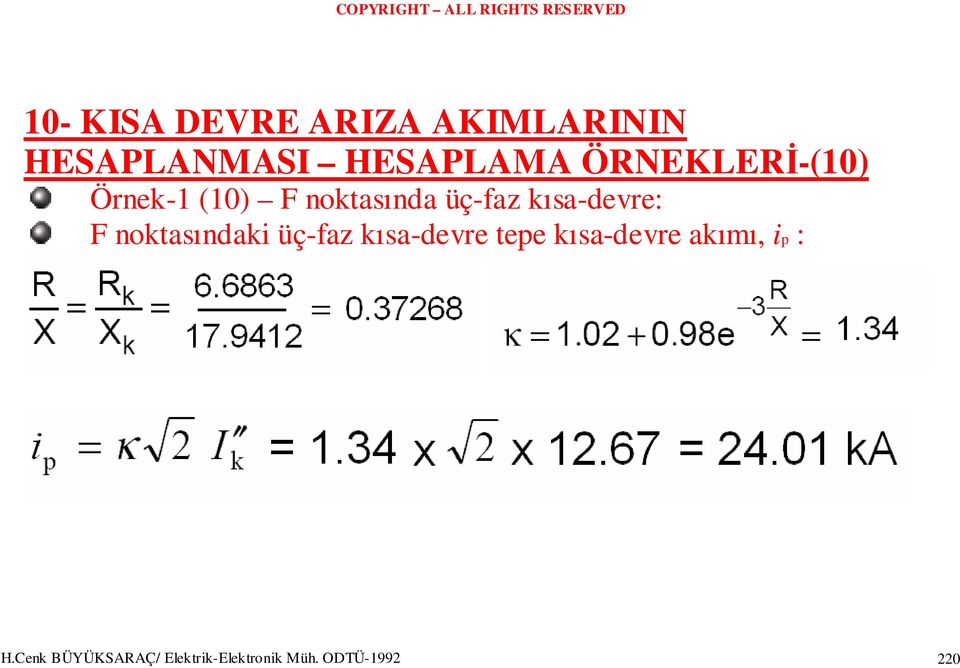 üç-faz kısa-devre tepe kısa-devre akımı, ip : H.