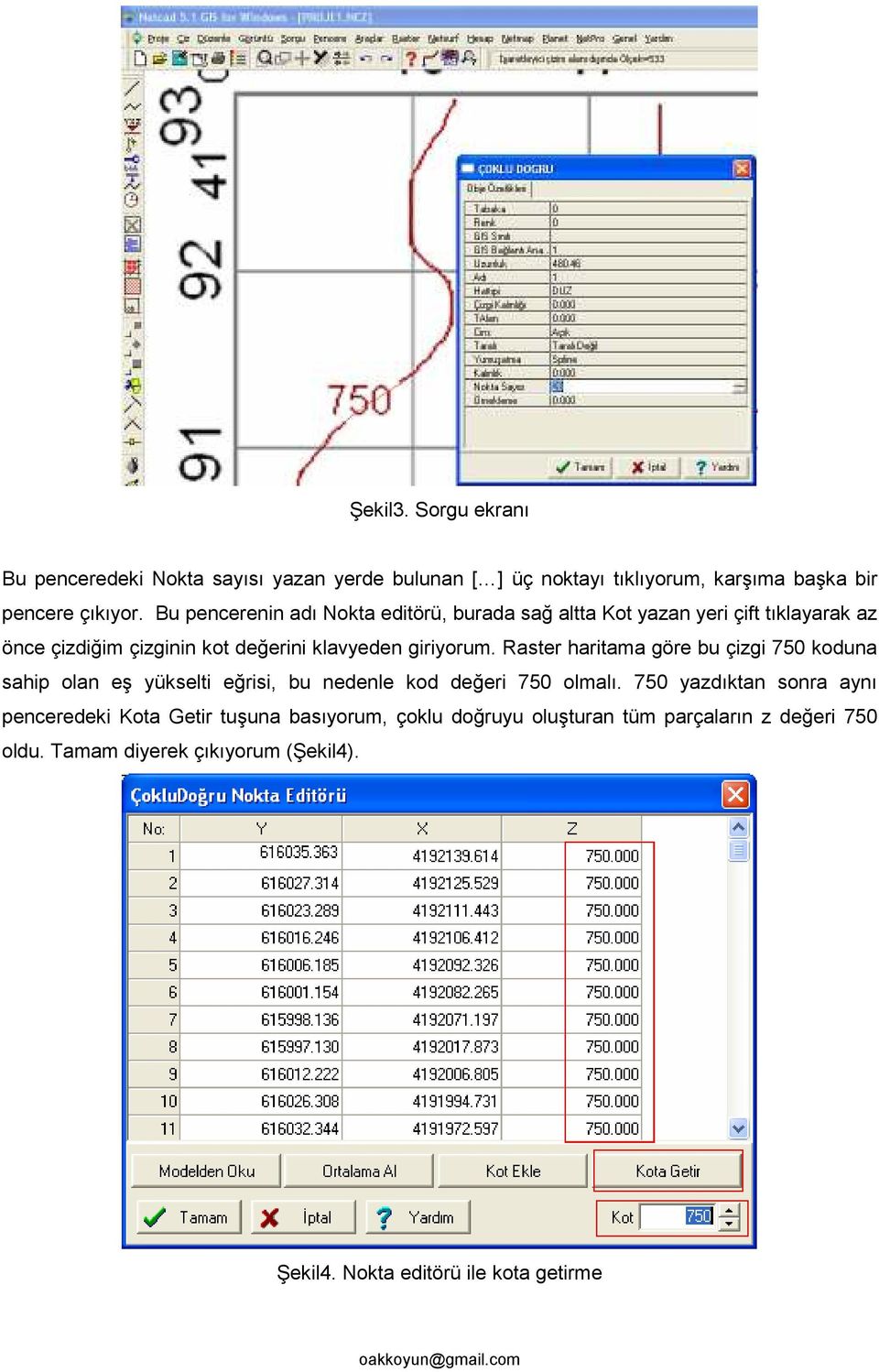 Raster haritama göre bu çizgi 750 koduna sahip olan eş yükselti eğrisi, bu nedenle kod değeri 750 olmalı.