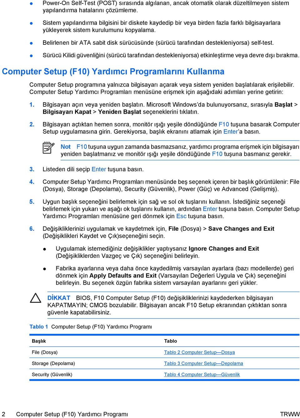 Belirlenen bir ATA sabit disk sürücüsünde (sürücü tarafından destekleniyorsa) self-test. Sürücü Kilidi güvenliğini (sürücü tarafından destekleniyorsa) etkinleştirme veya devre dışı bırakma.