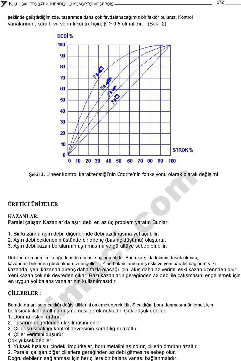 Bir kazanda aşırı debi, diğerlerinde debi azalmasına yol açabilir. 2. Aşırı debi beklenenin üstünde bir direnç (basınç düşümü) oluşturur. 3.