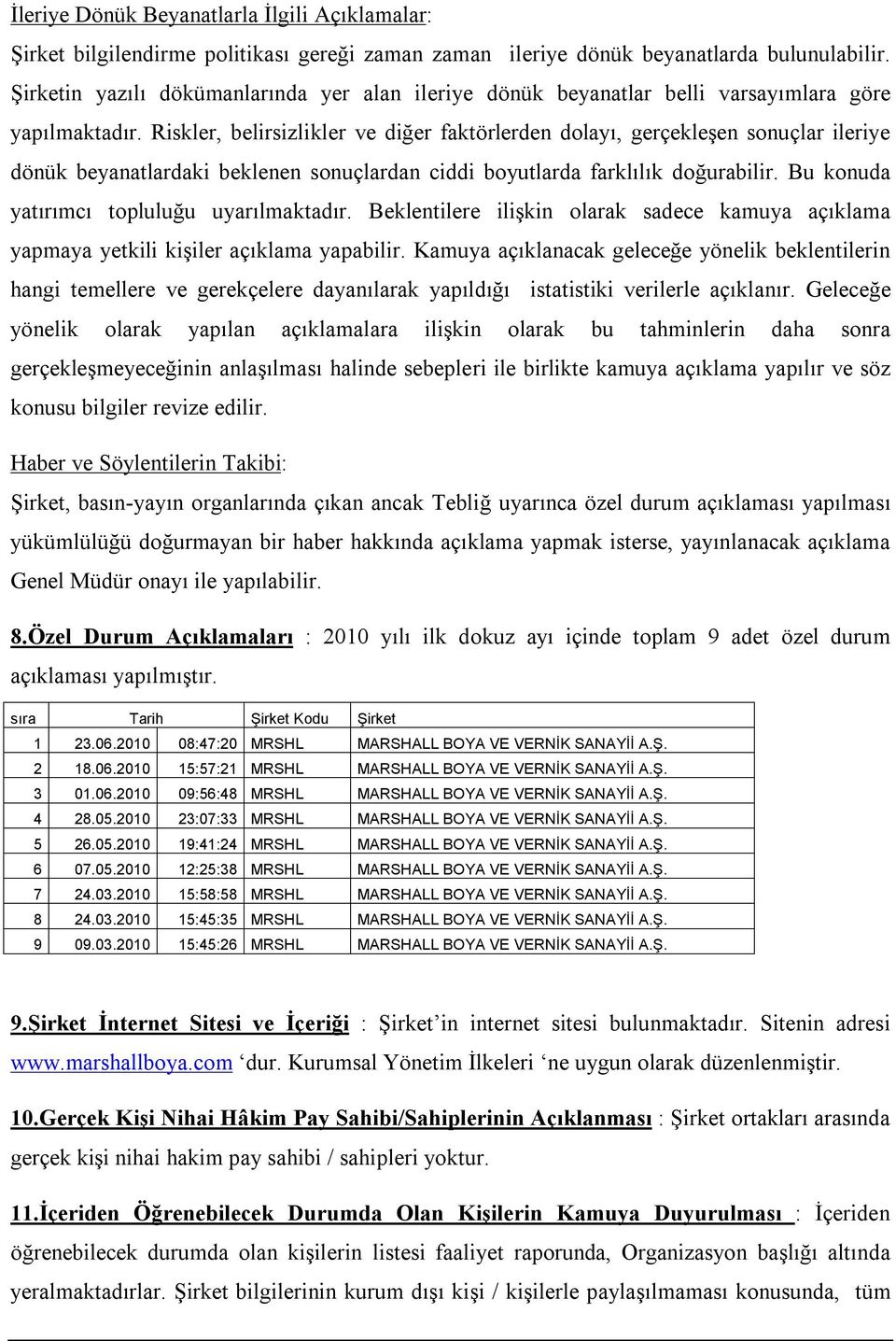 Riskler, belirsizlikler ve diğer faktörlerden dolayı, gerçekleşen sonuçlar ileriye dönük beyanatlardaki beklenen sonuçlardan ciddi boyutlarda farklılık doğurabilir.