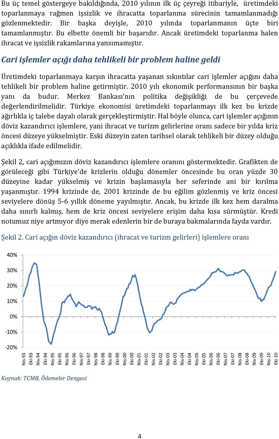 sürecinin tamamlanmadığı gözlenmektedir. Bir başka deyişle, 2010 yılında toparlanmanın üçte biri tamamlanmıştır. Bu elbette önemli bir başarıdır.