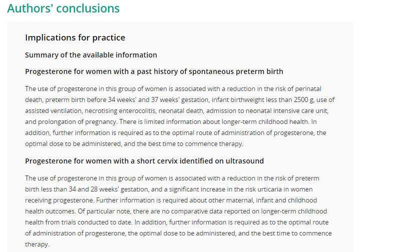 Preterm Doğumda Progesteron Progesteron, daha önce erken doğum hikayesi olanlarda perinatal ölüm, <34 hafta erken doğum, <2500 gr doğum ağırlıklı infant, nekrotizan enterokolit, neonatal ölüm,