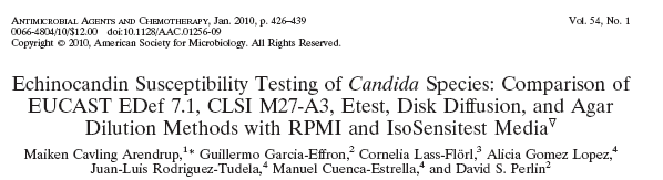 EUCAST EUCAST-Isosensitest CLSI CLSI-48s EUCAST-48s EUCAST-Isosensitest-48s Etest-RPMI Etest-Isosensitest