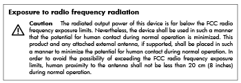 Kablosuz ürünler için yasal bilgiler Bu bölüm, kablosuz ürünlere ait olan aşağıdaki düzenleme bilgilerini içerir: Radyo frekansı radyasyonuna maruz kalma Brezilya'daki kullanıcılara yönelik bildirim