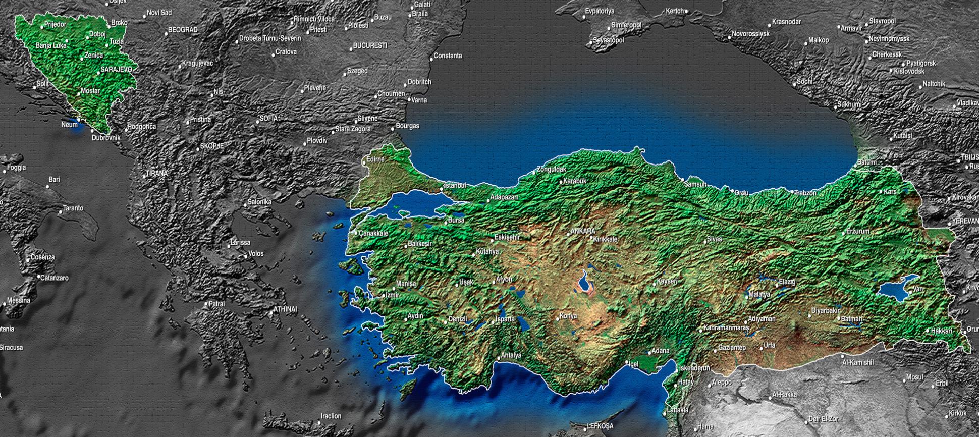 Bosna Hersek in toplam yüzölçümü 50.