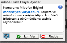 Web Kamerasını Başlatmak Web kamera görüntünüzü paylaşmak için ana menüden web kamerası seçeneklerine geliniz. Daha sonra Web Kameramı Başlat ı seçiniz.