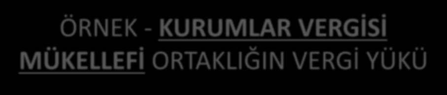 ÖRNEK - KURUMLAR VERGİSİ MÜKELLEFİ ORTAKLIĞIN VERGİ YÜKÜ Kurumlar Vergisi mükellefi inşaat taahhüt işe ortaklığı Ticaret Sicile tescili olmasa bile bir sermaye şirketi niteliğindedir. Kazanç 1.000.