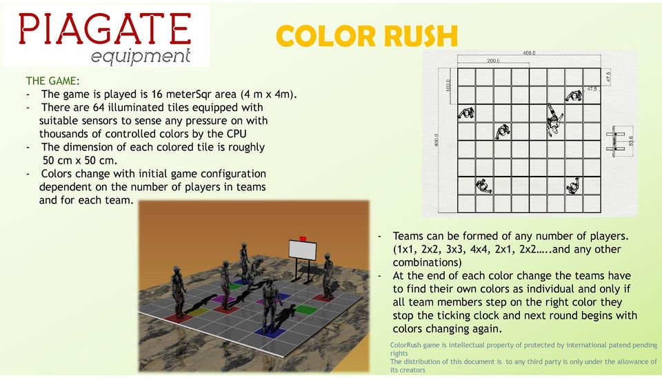 - Colors change with initial game configuration dependent on the number of players in teams and for each team. - Teams can be formed of any number of players. (1x1, 2x2, 3x3, 4x4, 2x1, 2x2.