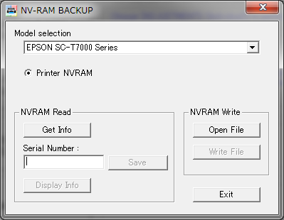 4.2 NV-RAM BACKUP/NVRAM Viewer Parameters stored in the NVRAM on the MAIN BOARD are read/stored and written onto the other NVRAM on the MAIN BOARD using this menu.