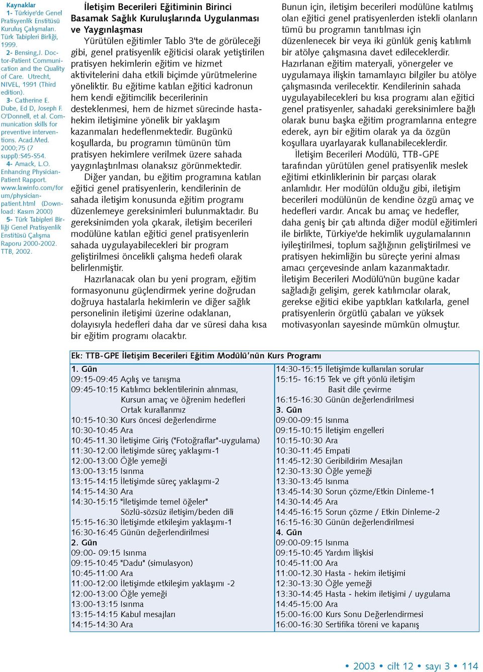 www.lawinfo.com/for um/physicianpatient.html (Download: Kasým 2000) 5- Türk Tabipleri Birliði Genel Pratisyenlik Enstitüsü Çalýþma Raporu 2000-2002. TTB, 2002.