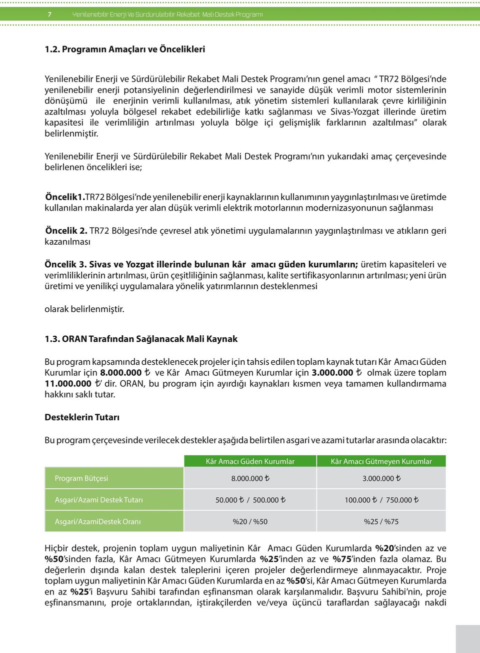 sanayide düşük verimli motor sistemlerinin dönüşümü ile enerjinin verimli kullanılması, atık yönetim sistemleri kullanılarak çevre kirliliğinin azaltılması yoluyla bölgesel rekabet edebilirliğe katkı