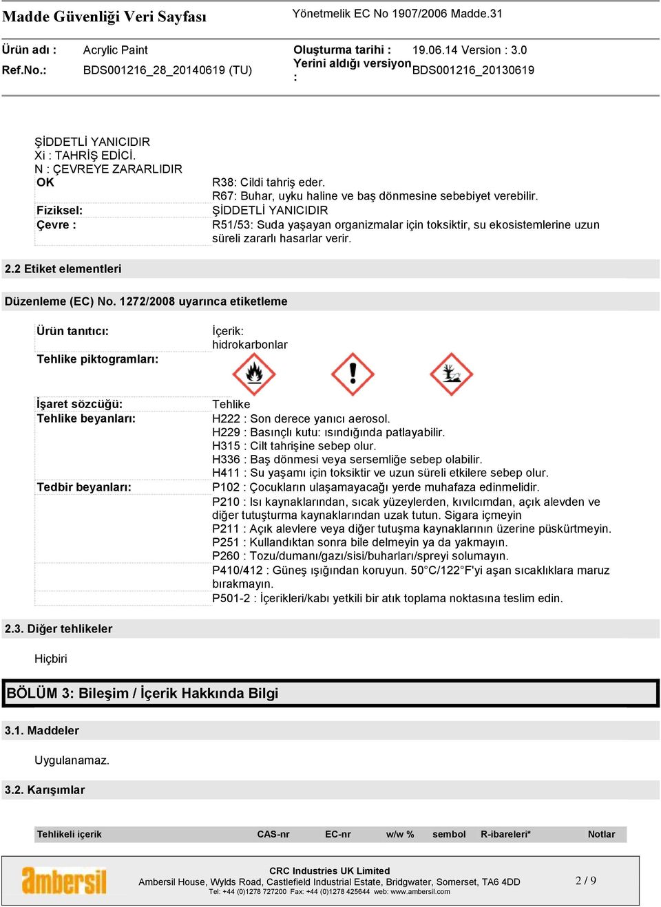 2 Etiket elementleri Düzenleme (EC) No.