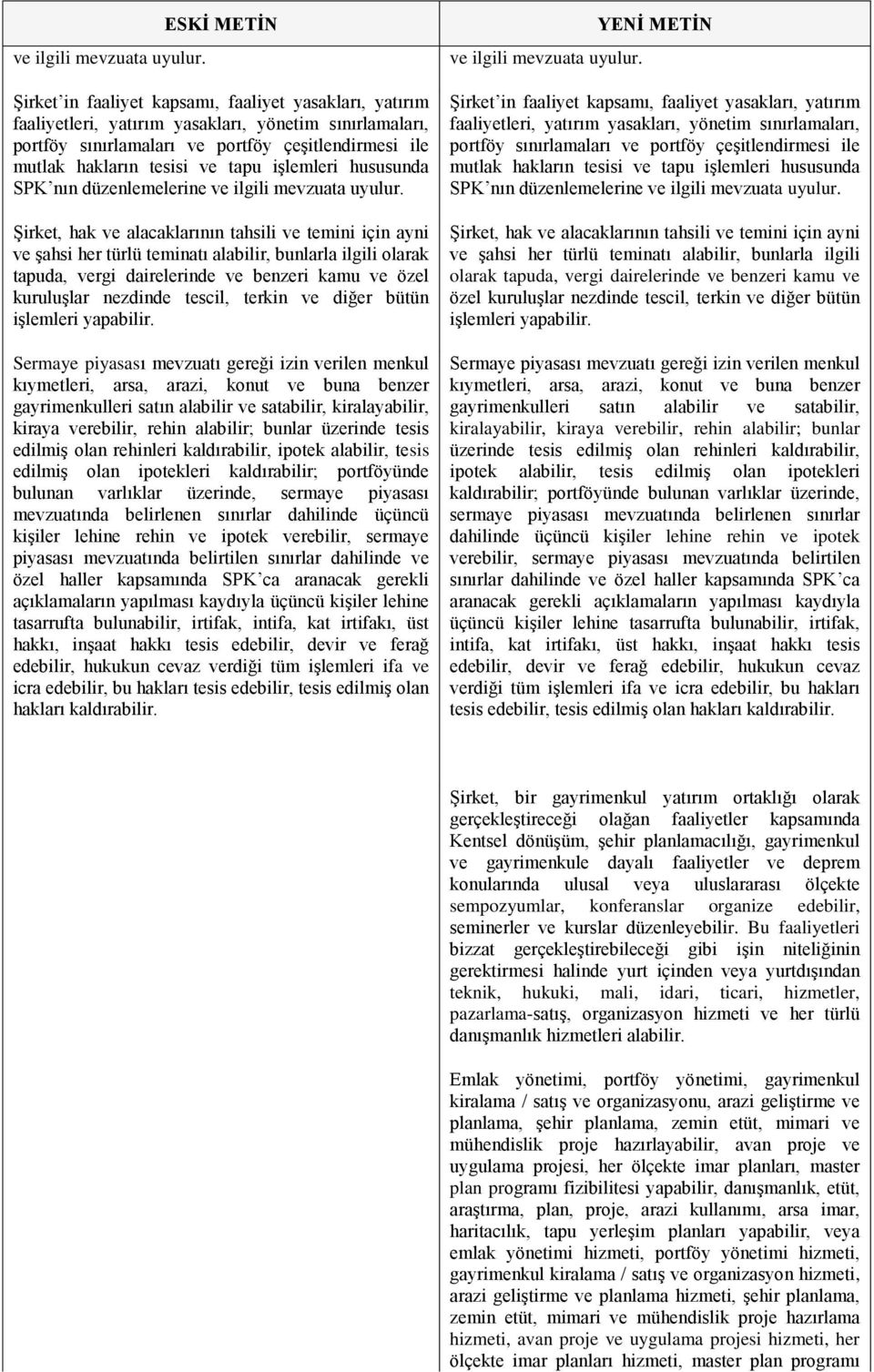 ve tapu işlemleri hususunda SPK nın düzenlemeler  Şirket, hak ve alacaklarının tahsili ve temini için ayni ve şahsi her türlü teminatı alabilir, bunlarla ilgili olarak tapuda, vergi dairelerinde ve