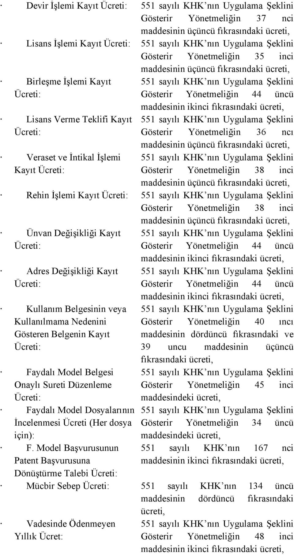 Belgesinin veya Kullanılmama Nedenini Gösteren Belgenin Kayıt : Faydalı Model Belgesi Onaylı Sureti Düzenleme : Faydalı Model Dosyalarının İncelenmesi (Her dosya için): F.