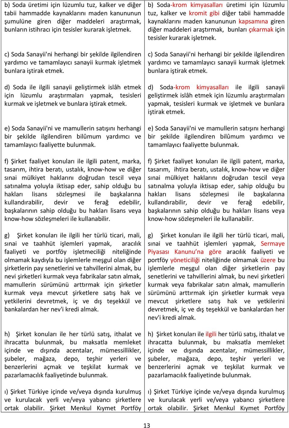 d) Soda ile ilgili sanayii geliştirmek islâh etmek için lüzumlu araştırmaları yapmak, tesisleri kurmak ve işletmek ve bunlara iştirak etmek.