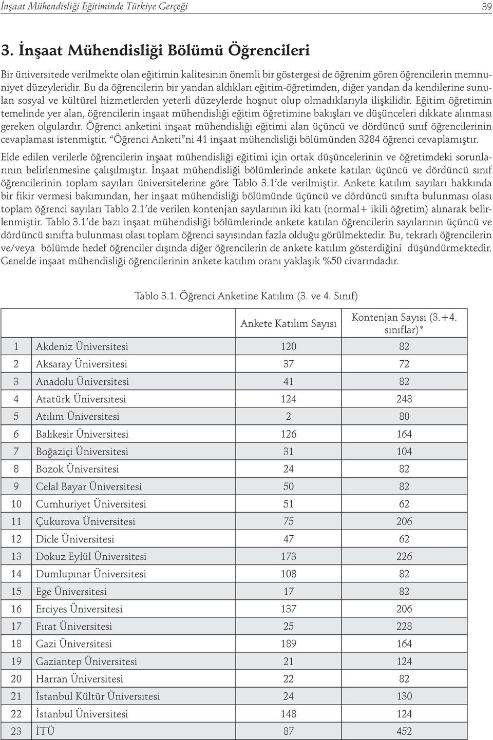 Bu da öğrencilerin bir yandan aldıkları eğitim-öğretimden, diğer yandan da kendilerine sunulan sosyal ve kültürel hizmetlerden yeterli düzeylerde hoşnut olup olmadıklarıyla ilişkilidir.