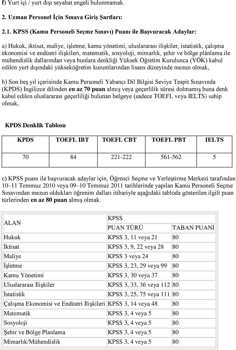 matematik, sosyoloji, mimarlık, şehir ve bölge plânlama ile mühendislik dallarından veya bunlara denkliği Yüksek Öğretim Kurulunca (YÖK) kabul edilen yurt dışındaki yükseköğretim kurumlarından lisans