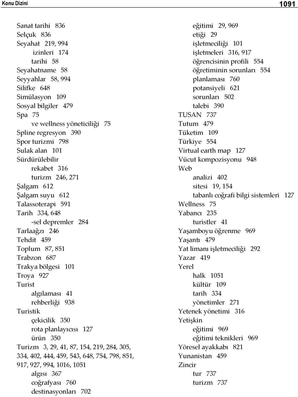 Toplum 87, 851 Trabzon 687 Trakya bölgesi 101 Troya 927 Turist algılaması 41 rehberliği 938 Turistik çekicilik 350 rota planlayıcısı 127 ürün 350 Turizm 3, 29, 41, 87, 154, 219, 284, 305, 334, 402,