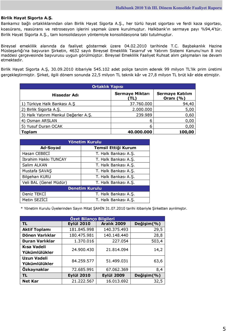 2010 tarihinde T.C. Başbakanlık Hazine Müsteşarlığı na başvuran Şirketin, 4632 sayılı Bireysel Emeklilik Tasarruf ve Yatırım Sistemi Kanunu nun 8 inci maddesi çerçevesinde başvurusu uygun görülmüştür.